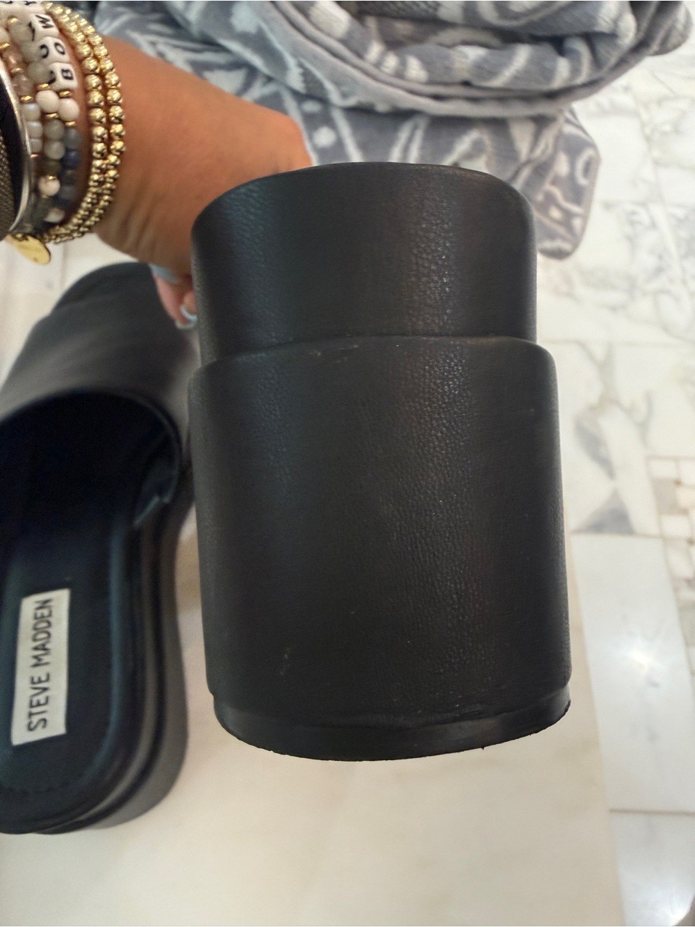 Steve Madden Black Chunky Platform Slide Sandals - Picture 5 of 5